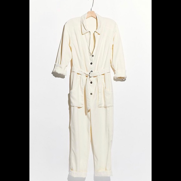 Free People Pants - Better together coveralls - white